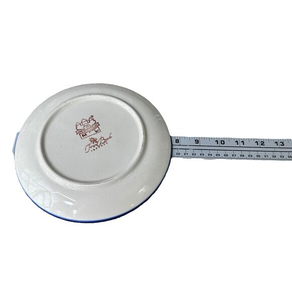 Polish Pottery Salad Plate 7.5" Blue Green Gingham Peacoc Stoneware Handcrafted - Picture 6 of 6